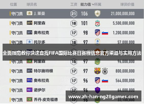 全面指南教你快速查找FIFA国际比赛日赛程信息官方渠道与实用方法